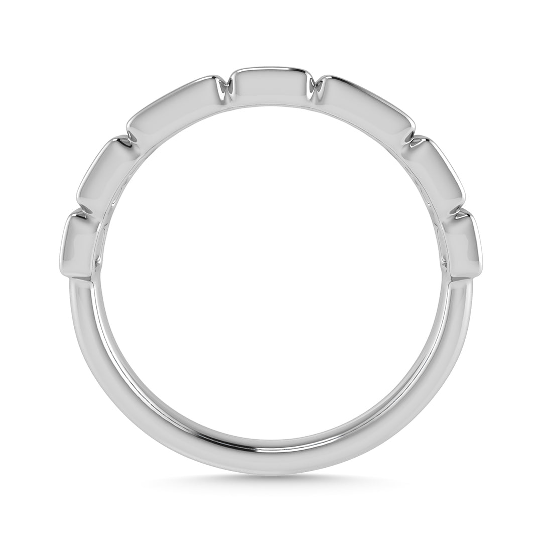 Diamante 1/5 Ct.Tw. Alianza tipo baguette redonda y recta en oro blanco de 14 k