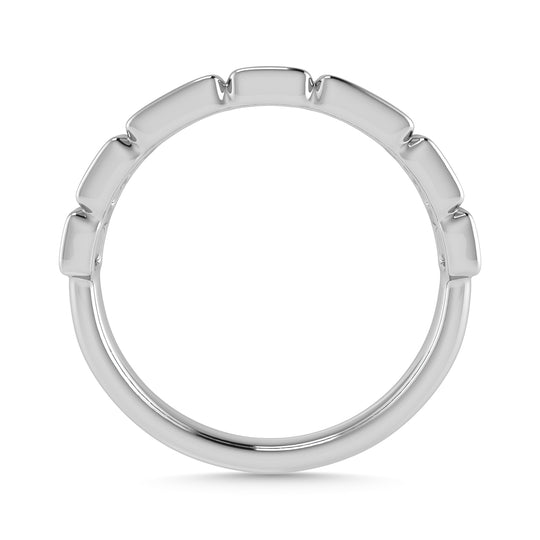 Diamante 1/5 Ct.Tw. Alianza tipo baguette redonda y recta en oro blanco de 14 k