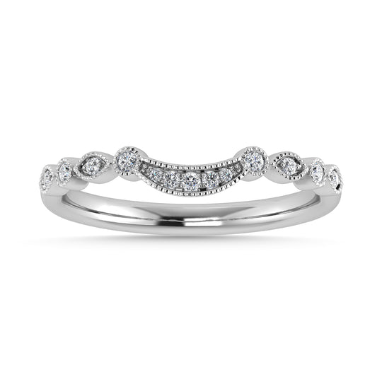 Diamante 1/10 Ct.Tw. Banda de chevr√≥n en oro blanco de 14 k