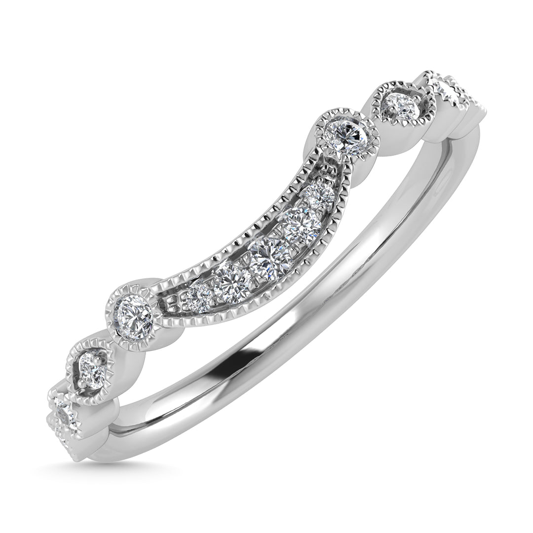 Diamante 1/10 Ct.Tw. Banda de chevr√≥n en oro blanco de 14 k