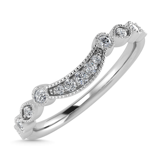 Diamante 1/10 Ct.Tw. Banda de chevr√≥n en oro blanco de 14 k