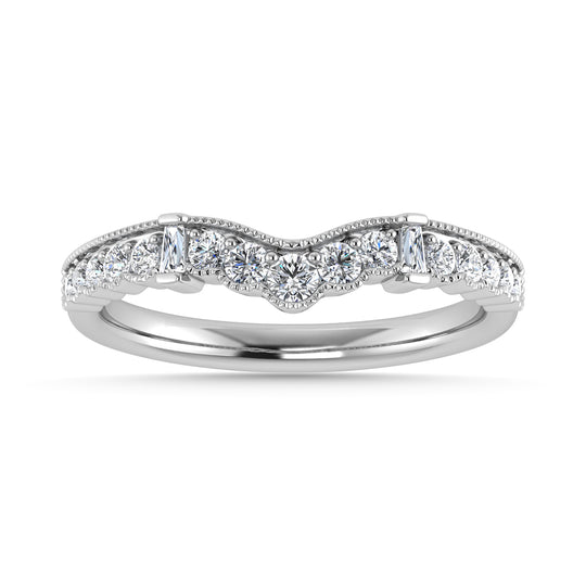 Diamante 1/3 Ct.Tw. Banda de chevr√≥n en oro blanco de 10 quilates