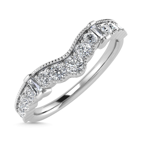 Diamante 1/3 Ct.Tw. Banda de chevr√≥n en oro blanco de 10 quilates