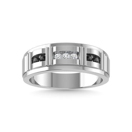 10K white gold with 1/4 ct. tw. diamond. Men's band