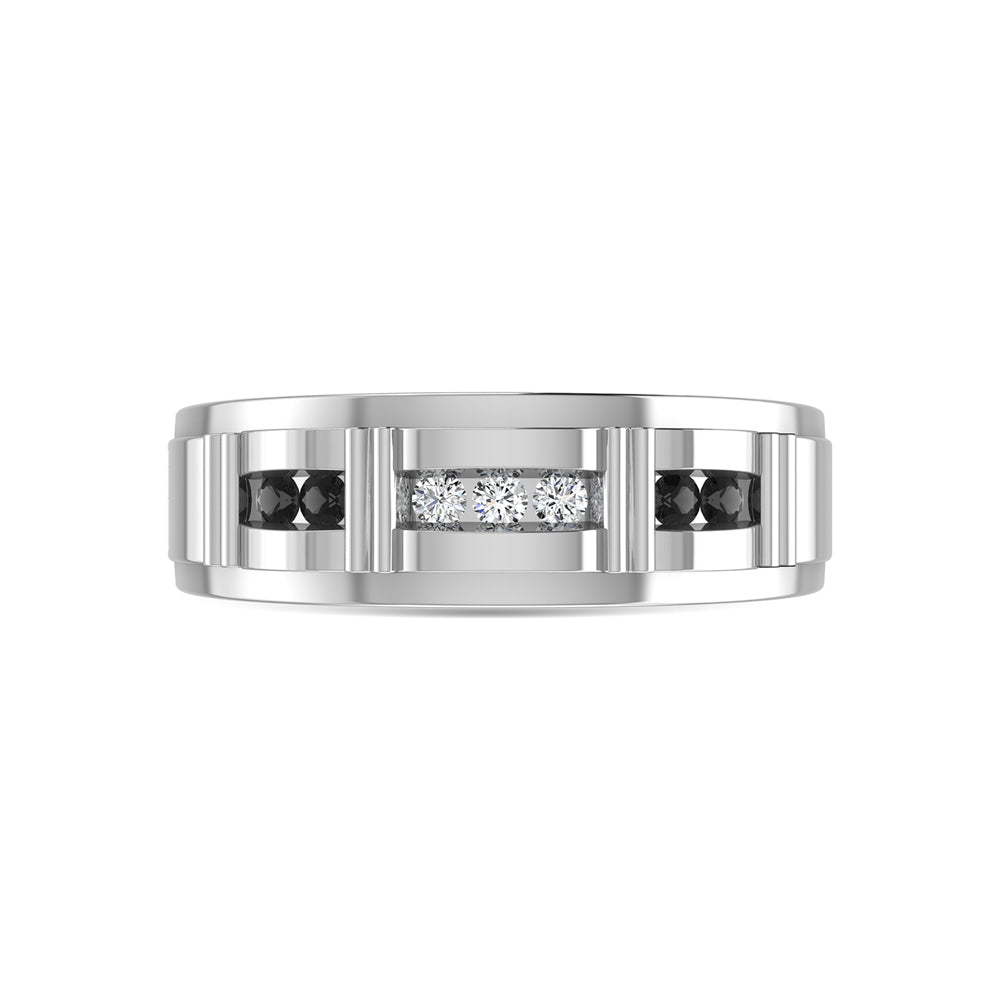 10K white gold with 1/4 ct. tw. diamond. Men's band