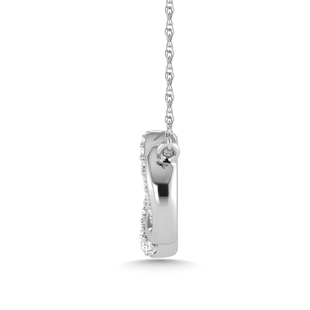 10K white gold diamond, 1/10 carat total. Interlocking circles fashion necklace