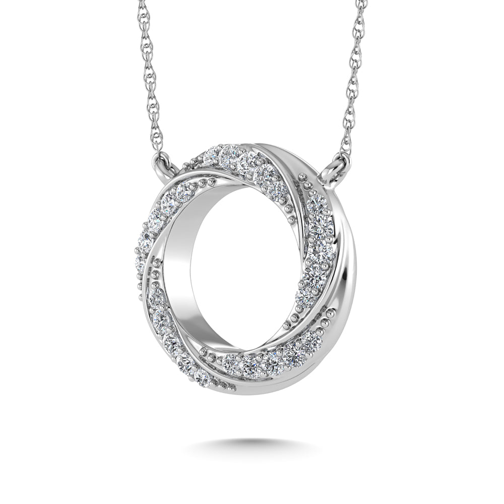 Diamante de oro blanco de 10 quilates de 1/6 quilates total. Collar de moda circular