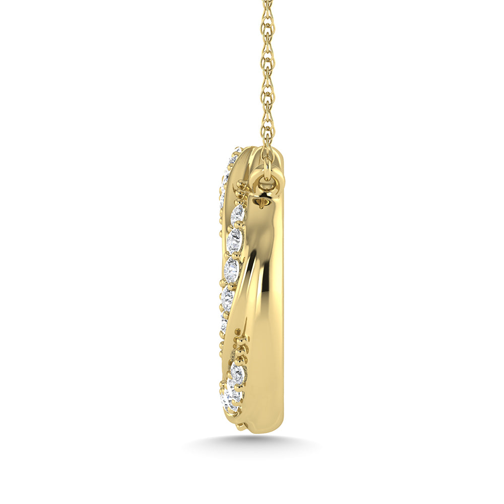 10K Yellow Gold 1/6 Carat Total Diamond Circle Fashion Necklace