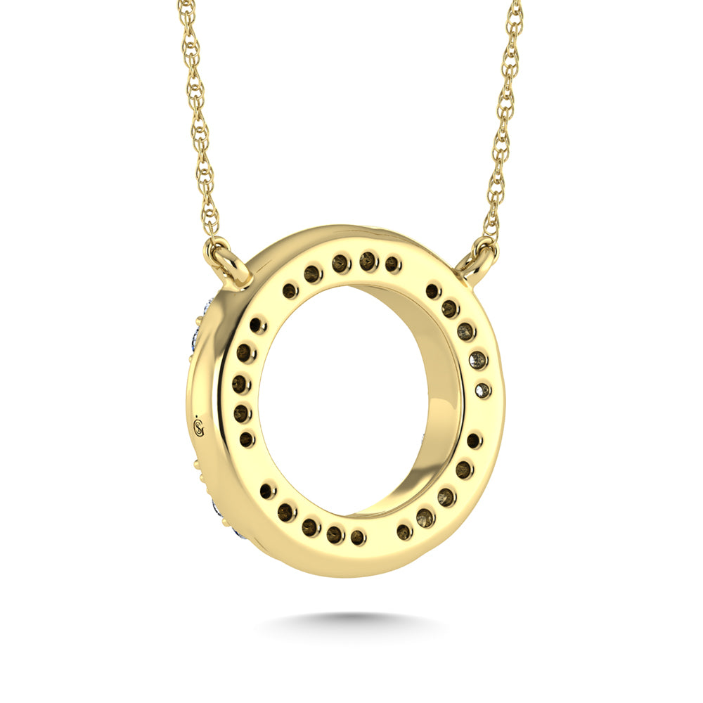 10K Yellow Gold 1/6 Carat Total Diamond Circle Fashion Necklace