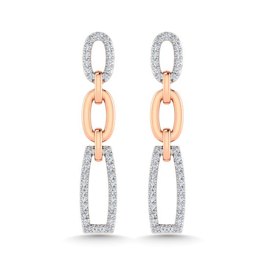 Diamante de dos tonos de 14 quilates, 1/5 quilates total. Pendientes de moda