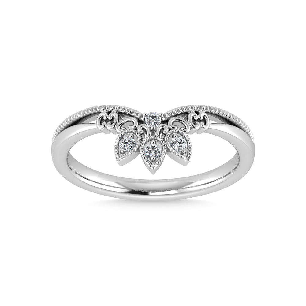 1/20 carat total 14K white gold diamond. Chevron band