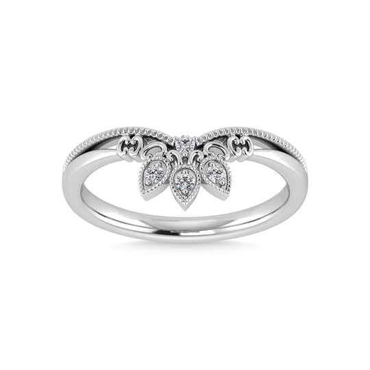 1/20 carat total 14K white gold diamond. Chevron band