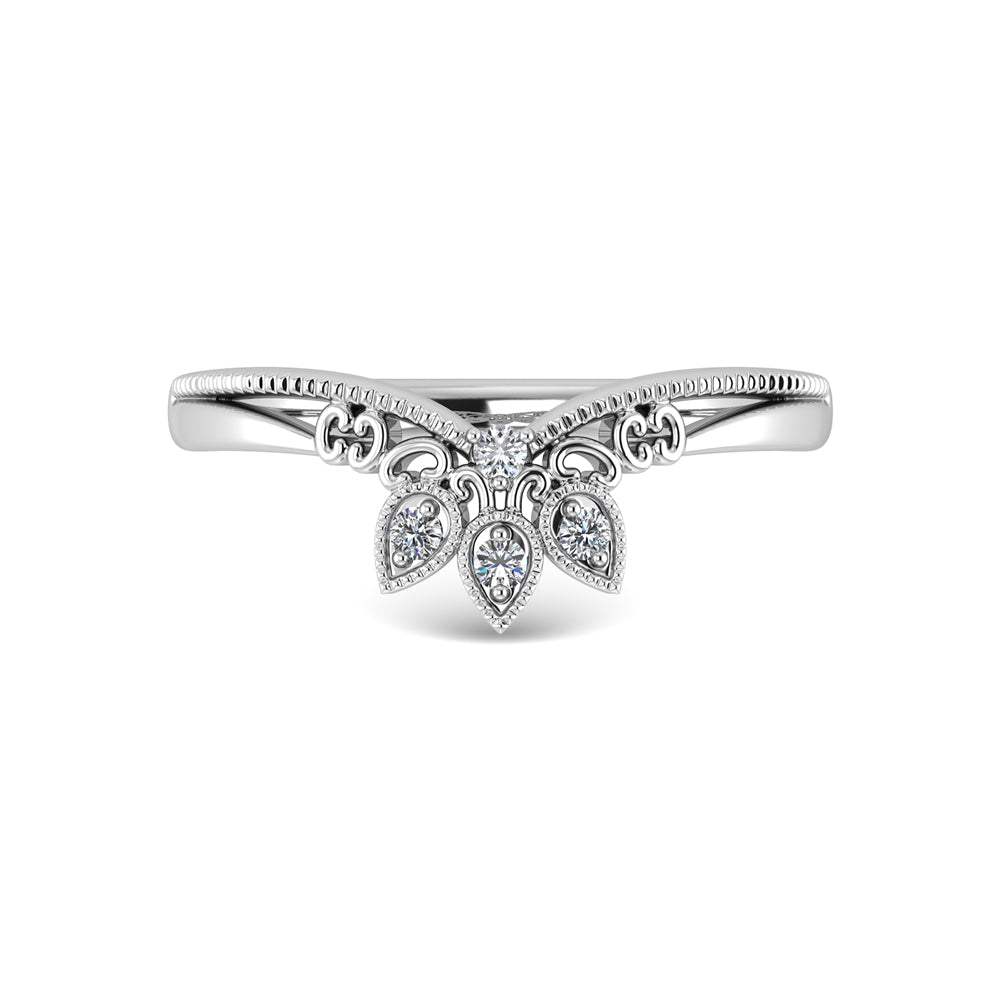 1/20 carat total 14K white gold diamond. Chevron band