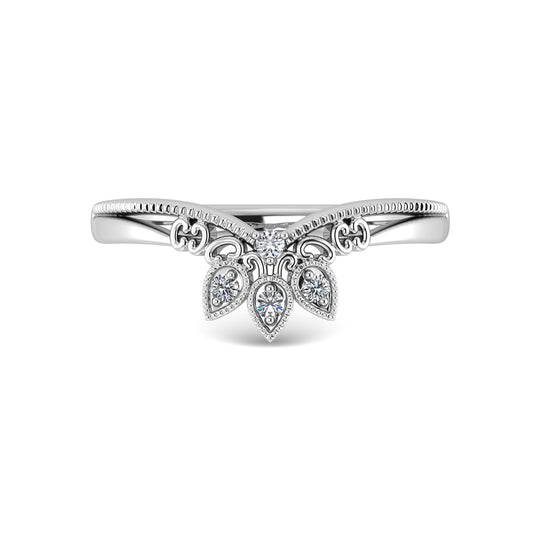 1/20 carat total 14K white gold diamond. Chevron band