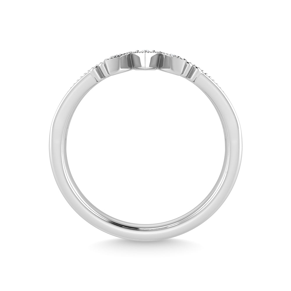 1/20 carat total 14K white gold diamond. Chevron band