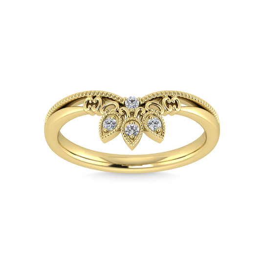 Diamante de oro amarillo de 14 quilates de 1/20 quilates total. Banda de chevr√≥n