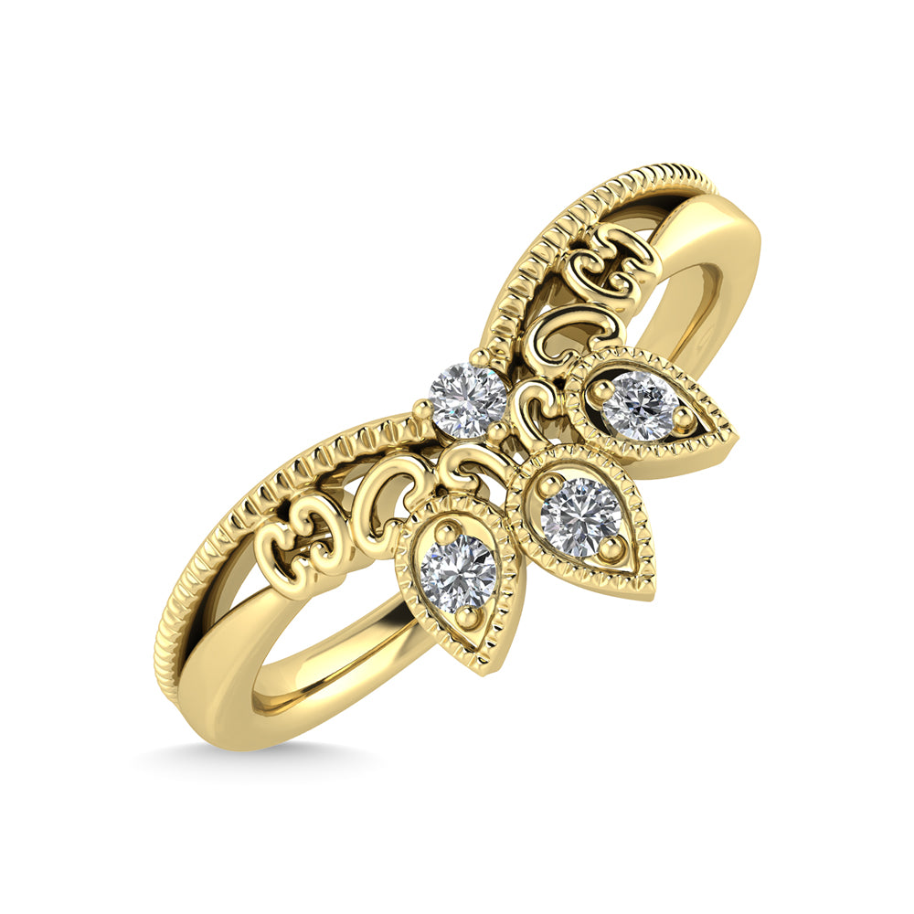 Diamante de oro amarillo de 14 quilates de 1/20 quilates total. Banda de chevr√≥n