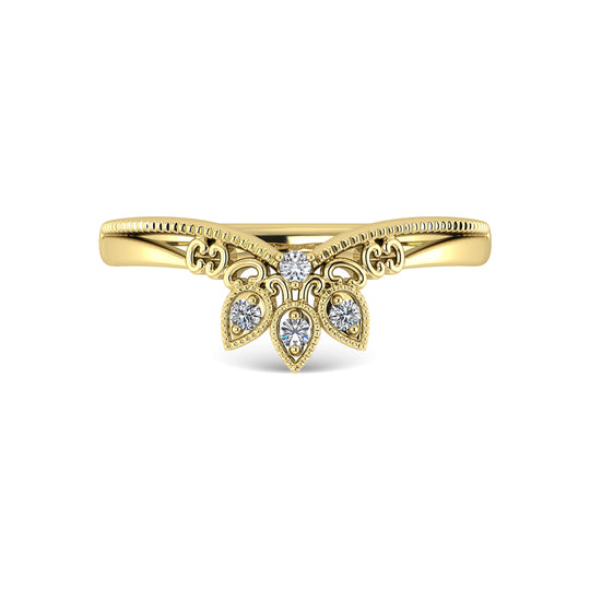 Diamante de oro amarillo de 14 quilates de 1/20 quilates total. Banda de chevr√≥n