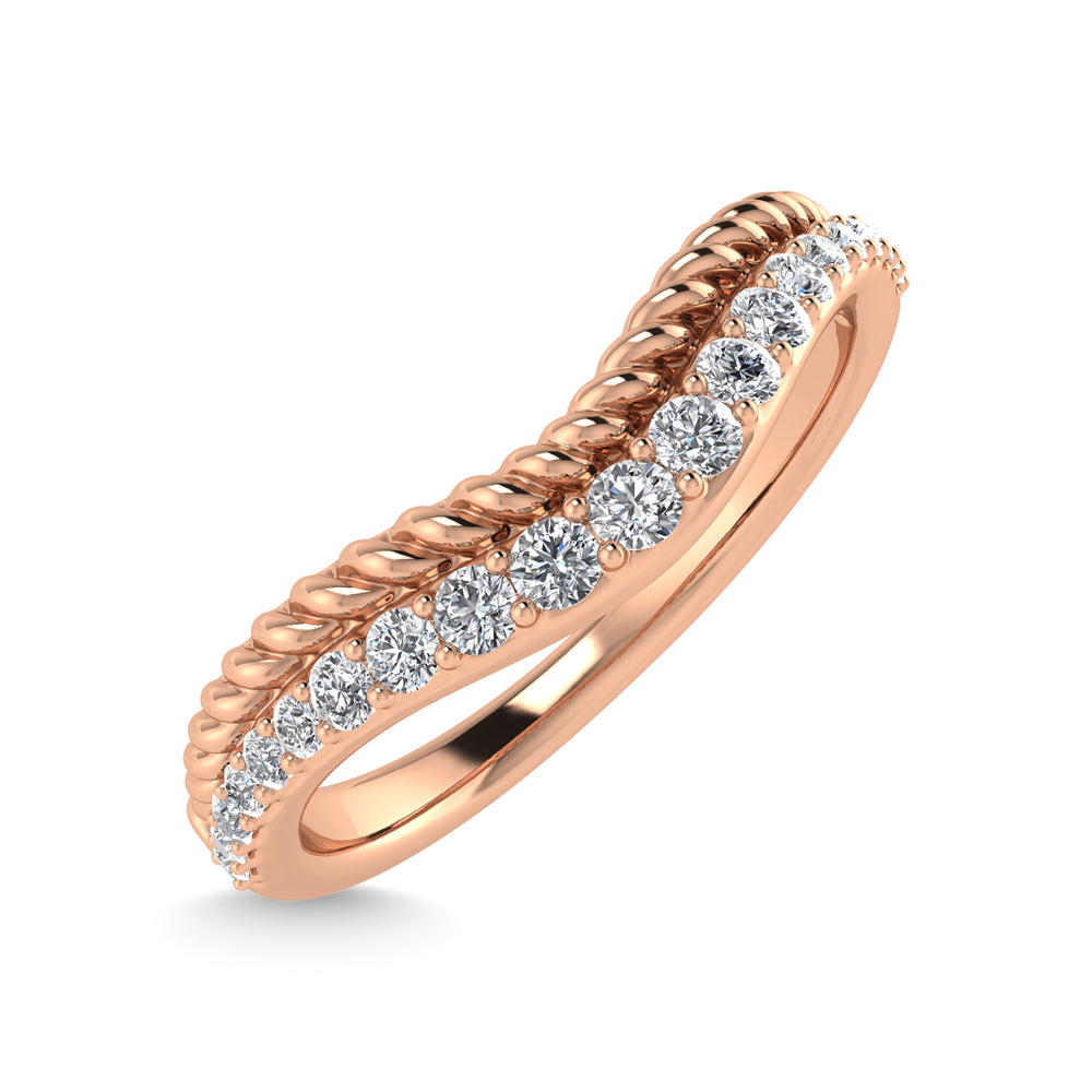 1/5 ct. tw. Diamond in 14K Rose Gold. Chevron Band