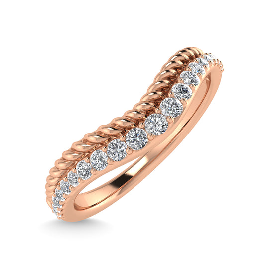 1/5 ct. tw. Diamond in 14K Rose Gold. Chevron Band