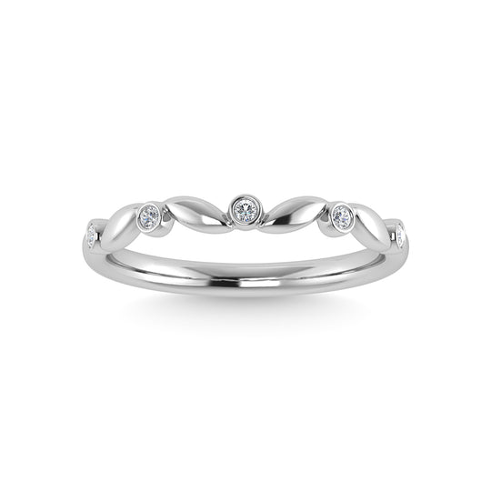Oro blanco de 10 quilates con diamante de 1/20 quilates total. Anillo apilable