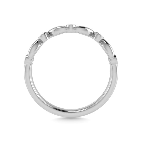 Oro blanco de 10 quilates con diamante de 1/20 quilates total. Anillo apilable