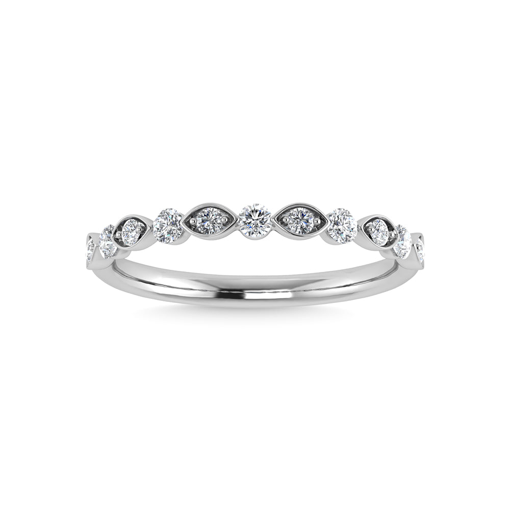 Diamante de oro blanco de 14 quilates de 1/4 qt. total Anillo apilable