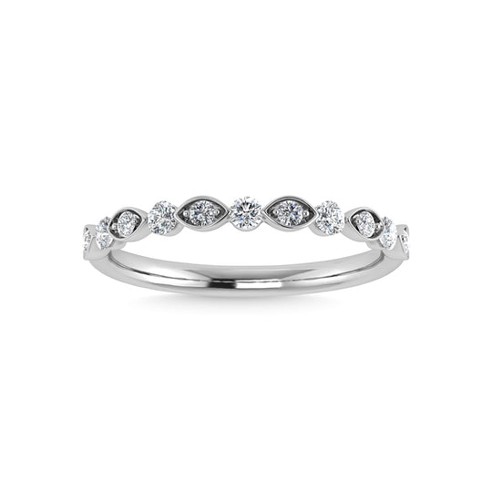 Diamante de oro blanco de 14 quilates de 1/4 qt. total Anillo apilable