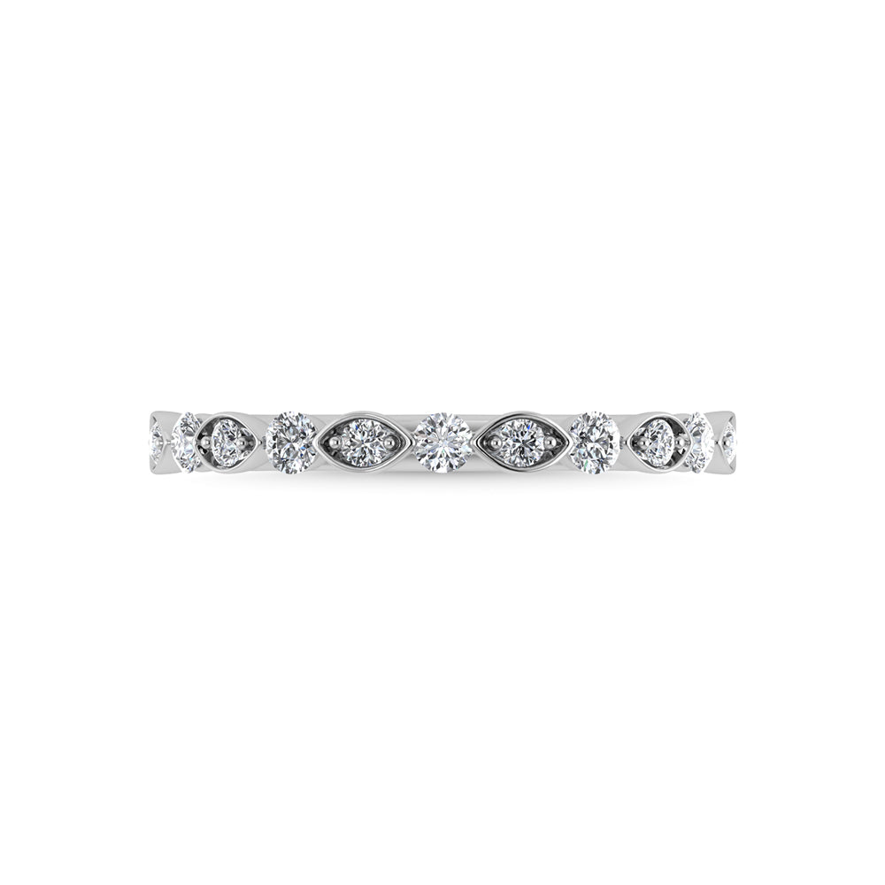 Diamante de oro blanco de 14 quilates de 1/4 qt. total Anillo apilable