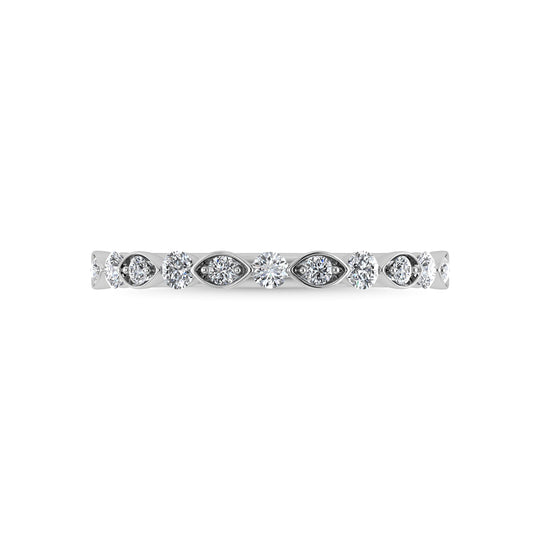 Diamante de oro blanco de 14 quilates de 1/4 qt. total Anillo apilable