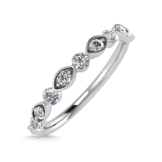 Diamante de oro blanco de 14 quilates de 1/4 qt. total Anillo apilable