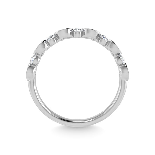 Diamante de oro blanco de 14 quilates de 1/4 qt. total Anillo apilable