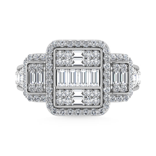 Diamante de oro blanco de 14 quilates de 1 1/2 qt. Dos. Anillo de compromiso