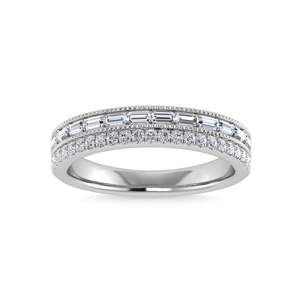 Diamante de oro blanco de 14 quilates de 1/3 qt. total. Bandas de moda
