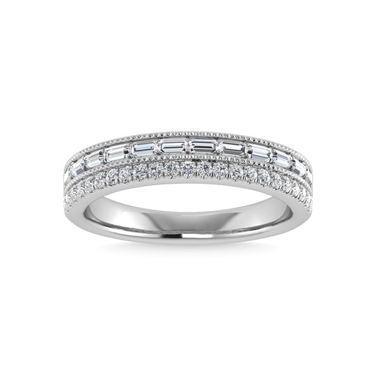 Diamante de oro blanco de 14 quilates de 1/3 qt. total. Bandas de moda