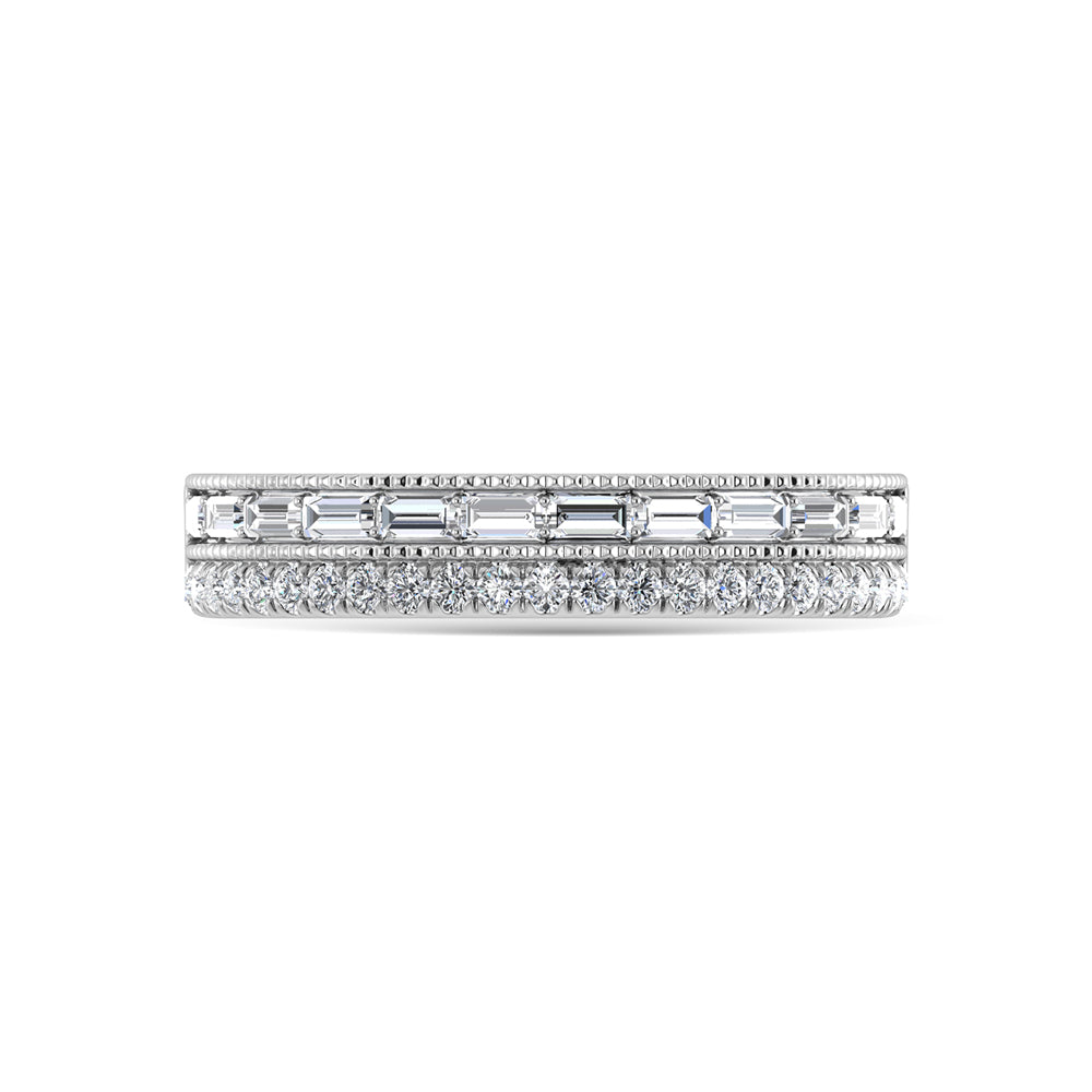 Diamante de oro blanco de 14 quilates de 1/3 qt. total. Bandas de moda