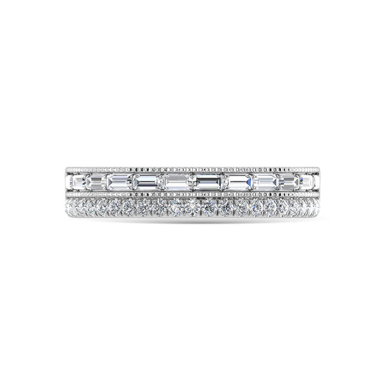 Diamante de oro blanco de 14 quilates de 1/3 qt. total. Bandas de moda