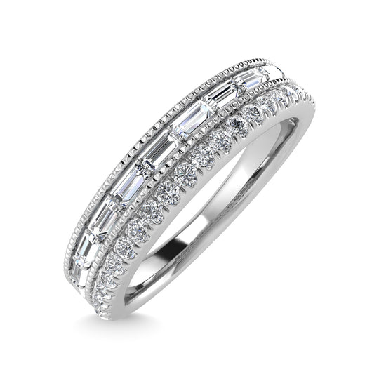 Diamante de oro blanco de 14 quilates de 1/3 qt. total. Bandas de moda