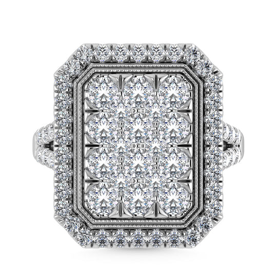 Oro blanco de 14 quilates con diamantes de 2 3/4 quilates totales. Anillo de compromiso