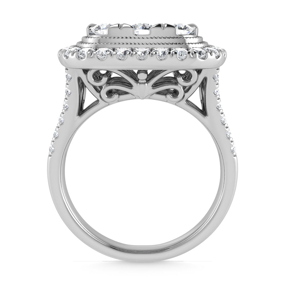 Oro blanco de 14 quilates con diamantes de 2 3/4 quilates totales. Anillo de compromiso