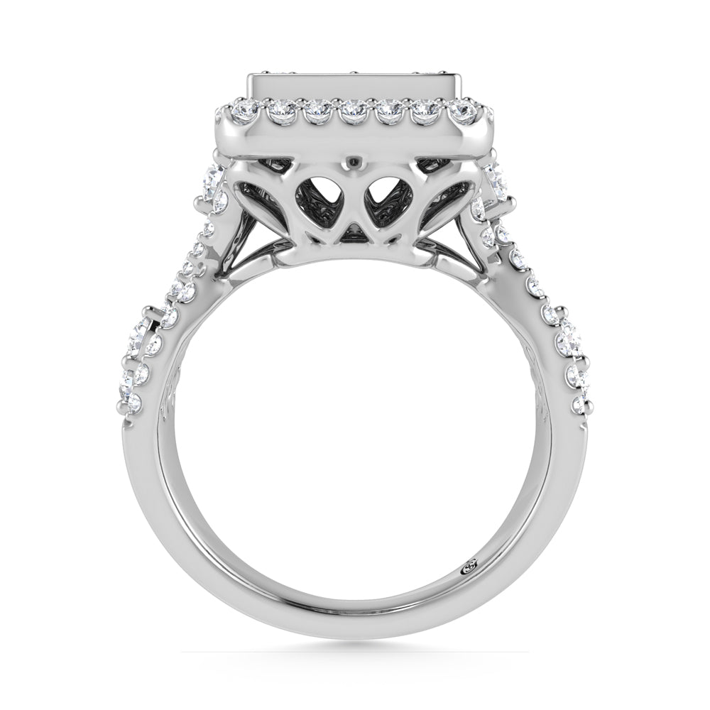 Diamante de oro blanco de 14 quilates de 1 1/4 qt. Dos. Anillo de compromiso