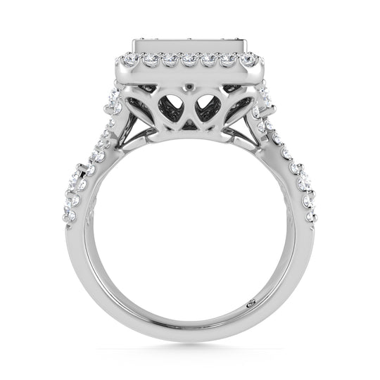 Diamante de oro blanco de 14 quilates de 1 1/4 qt. Dos. Anillo de compromiso