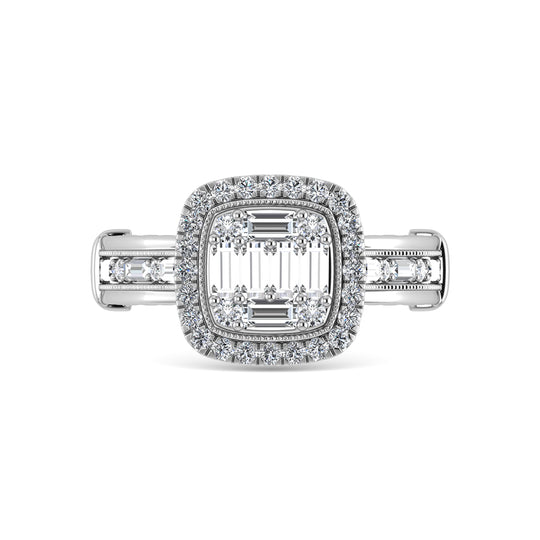 Oro blanco de 14 quilates con diamantes de 3/4 qt. total Anillo de compromiso