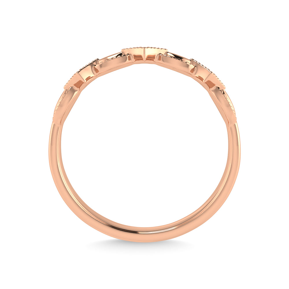 Diamante en oro rosa de 10 quilates de 1/50 quilates total. Anillo apilable