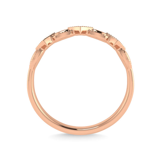 Diamante en oro rosa de 10 quilates de 1/50 quilates total. Anillo apilable