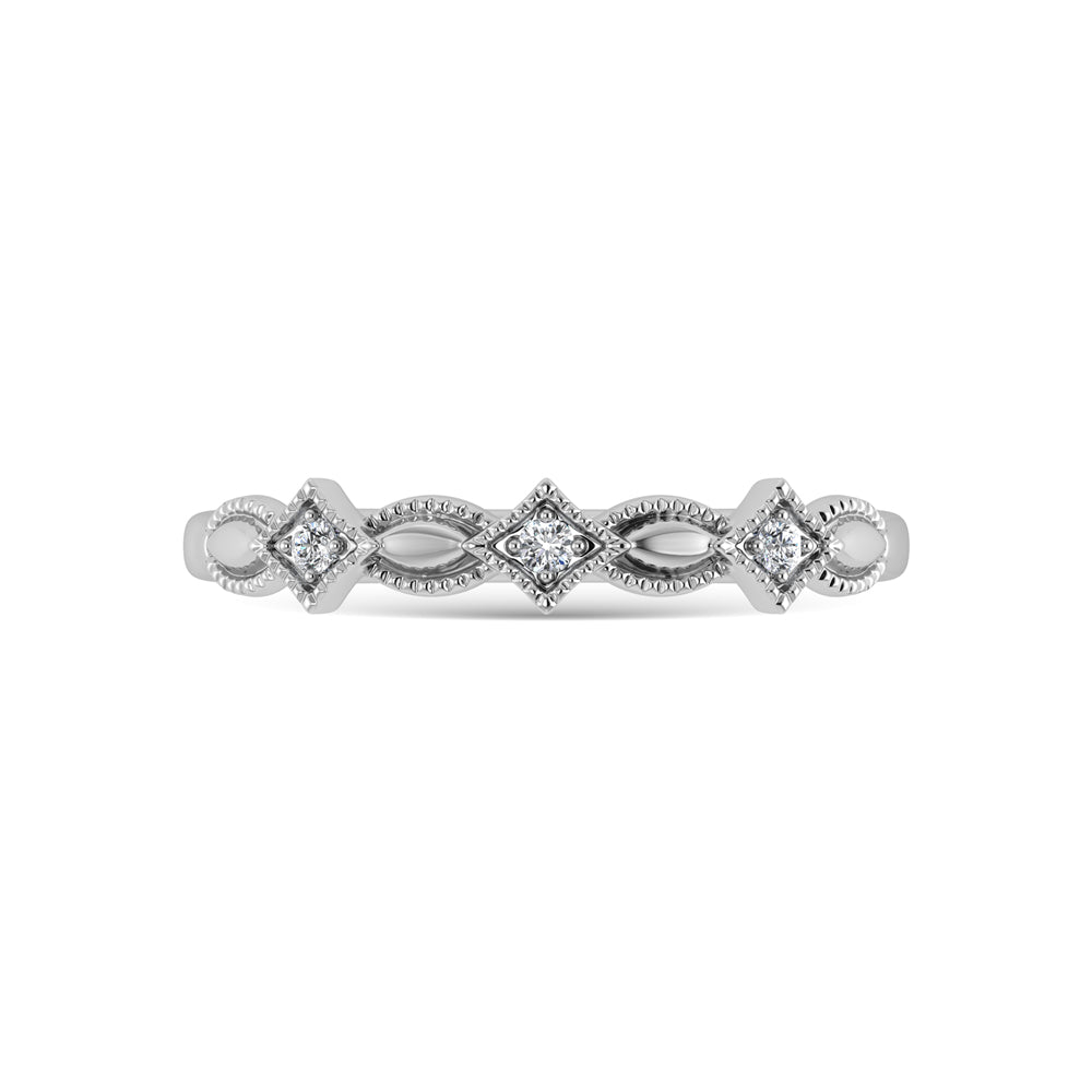 Diamante de oro blanco de 10 quilates de 1/50 quilates total. Anillo apilable