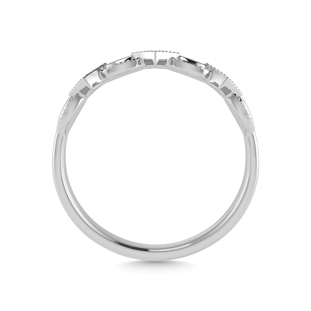 Diamante de oro blanco de 10 quilates de 1/50 quilates total. Anillo apilable