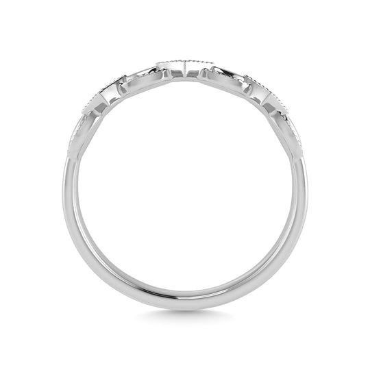 Diamante de oro blanco de 10 quilates de 1/50 quilates total. Anillo apilable
