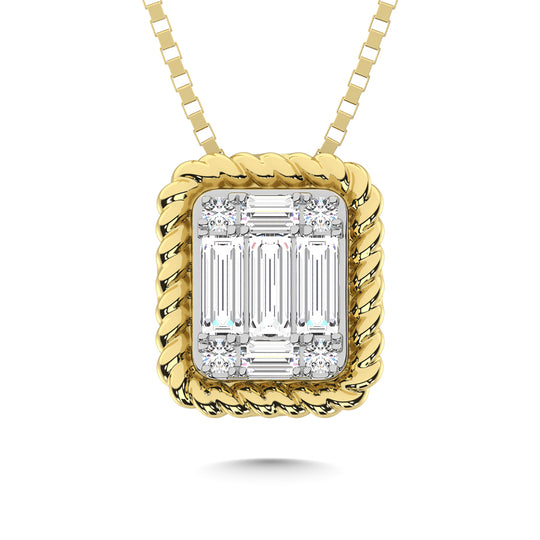 Diamante de oro amarillo de 14 quilates de 1/10 quilates total. Colgante de moda