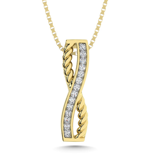 10K Yellow Gold 1/6 Carat Total Diamond Cross Fashion Pendant